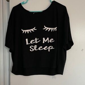 SHEIN Black 'Let Me Sleep' Pajama Top